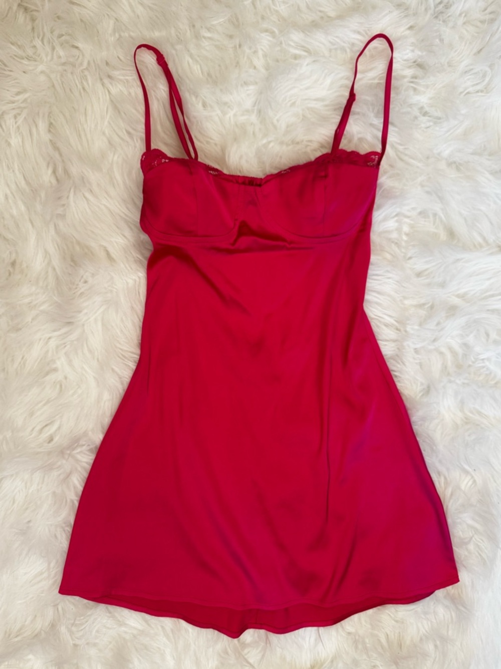Superdown Hot Pink Satin Mini Dress NWT | Open Back Slip Dress XS - Picture 2 of 13